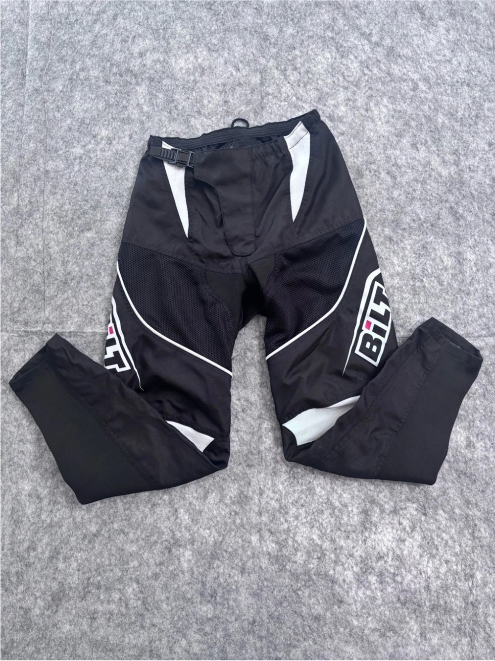 Kids BiLT Motocross Riding Pants Black White Dirt Bike MX Racing Size 28
